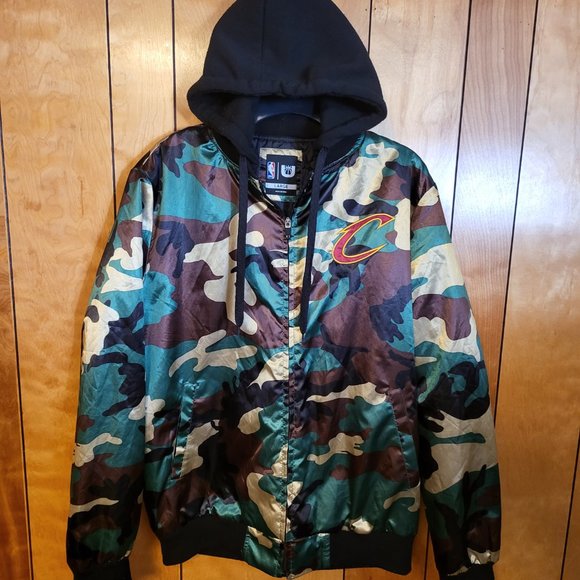 Cleveland Cavaliers Jacket LARGE Hooded Full Zip Up Camouflage Camo NBA Cavs E2 - Picture 10 of 10